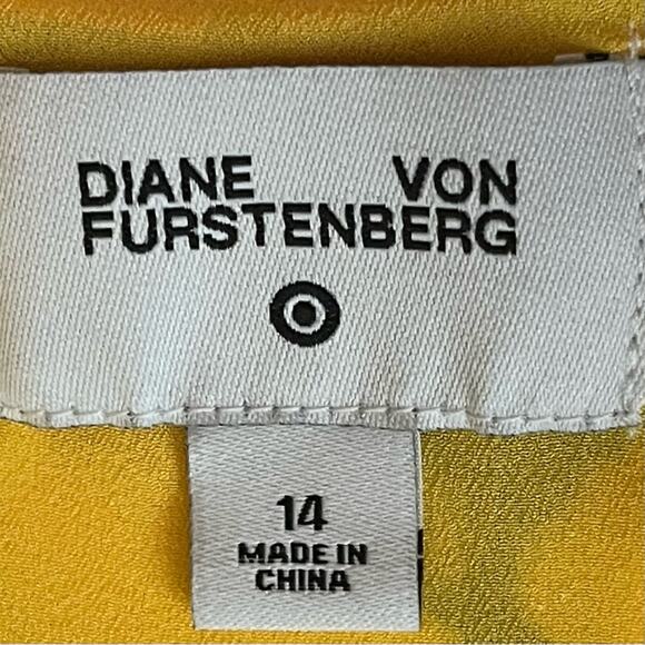 Diane Von Furstenberg Black Yellow Bold Floral BabyDoll Chic Dress NWT Size 14 - Picture 9 of 13